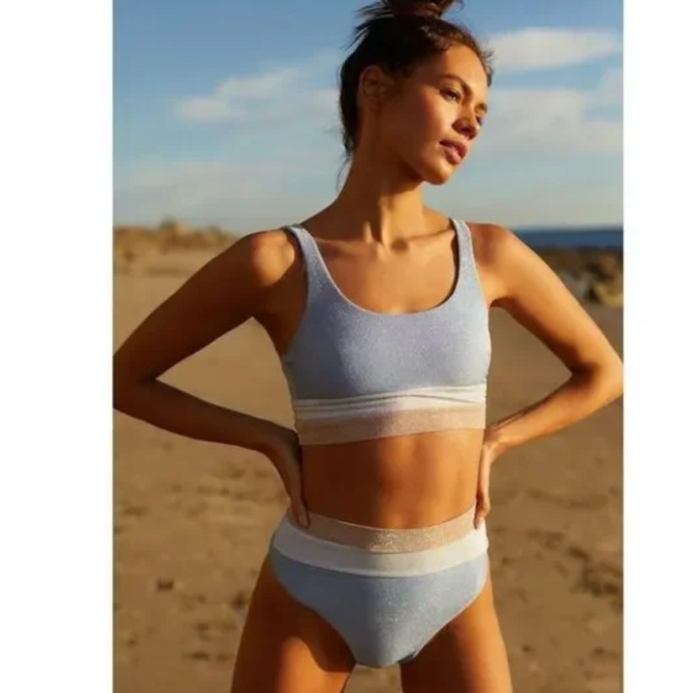 Anthropologie Beach Riot Heidi High-Rise Ribbed Cheeky Bikini Bottoms Small